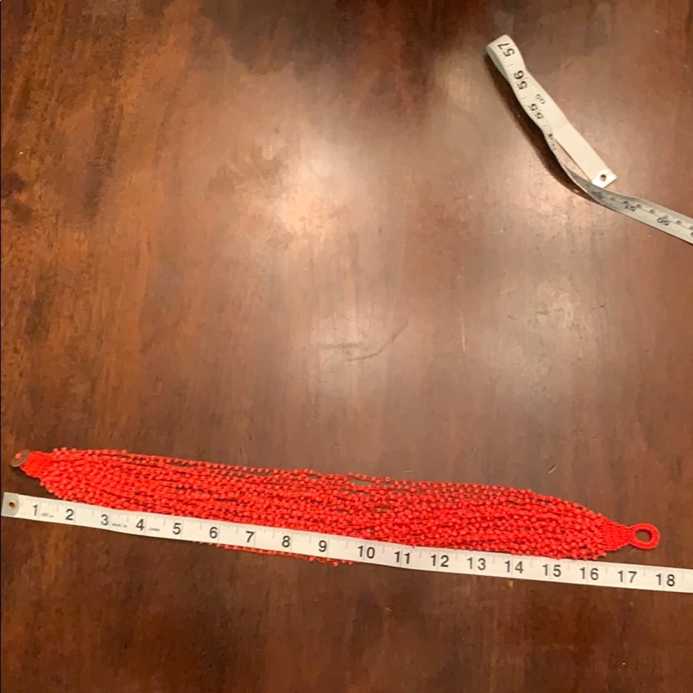 Red Beaded Bib Necklace - Picture 7 of 7